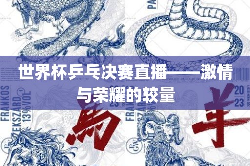 世界杯乒乓决赛直播——激情与荣耀的较量