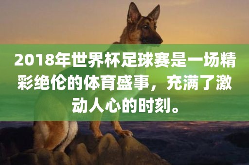 2018年世界杯足球赛是一场精彩绝伦的体育盛事，充满了激动人心的时刻。