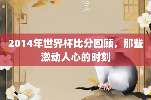 2014年世界杯比分回顾，那些激动人心的时刻