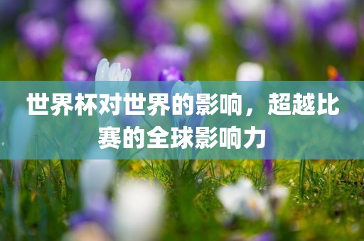 世界杯对世界的影响，超越比赛的全球影响力