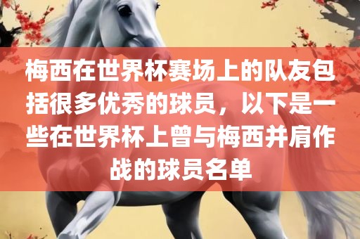 梅西在世界杯赛场上的队友包括很多优秀的球员,以下是一些在世界杯上曾与梅西并肩作战的球员名单