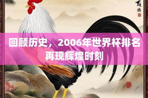 回顾历史，2006年世界杯排名再现辉煌时刻