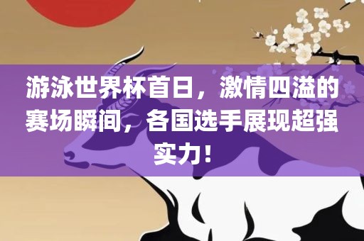 游泳世界杯首日，激情四溢的赛场瞬间，各国选手展现超强实力！