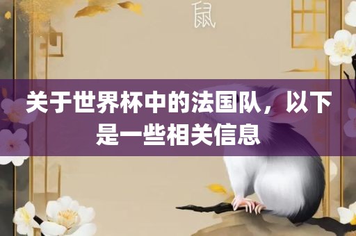 关于世界杯中的法国队,以下是一些相关信息