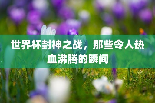 世界杯封神之战，那些令人热血沸腾的瞬间